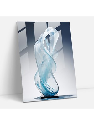 Popcasso Gerçekçi Cam Heykel - Şeffaf Dalgalar Cam Tablo - Modern Sanat Cam Duvar Tablosu