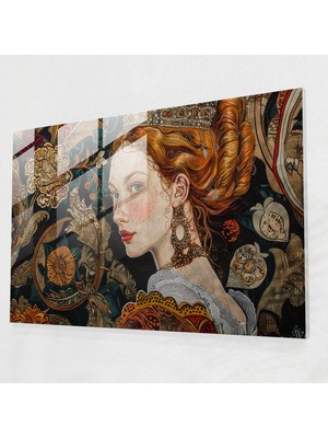 Popcasso Regal Queen Cam Tablo Sanatı - Prerafilit Kardeşlik Cam Duvar Tablosu