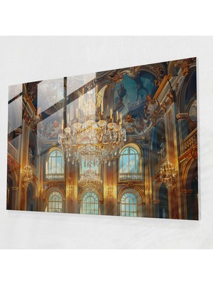 Popcasso Rokoko Tarzı Resimli Temperli Cam Tablo Sanatı - Dekoratif Duvar Tablosu