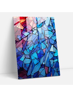 Popcasso Renkli Soyut Kırık Cam Temalı Cam Tablo - Gerçekçi Duvar Dekorasyonu Için Modern Sanat Figürü