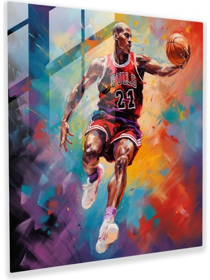 Popcasso Michael Jordan Temalı Cam Tablo - Soyut Akrilik Tasarım