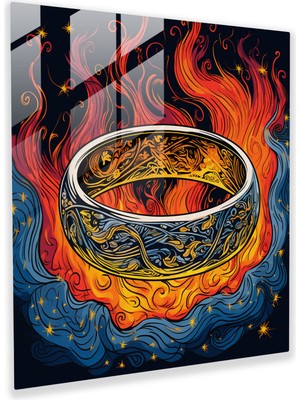 Popcasso Yüzüklerin Efendisi Temalı Cam Tablo - Canlı Renklerle Yüzüklerin Efendisi Cam Duvar Tablosu