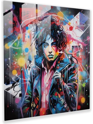 Popcasso Michael Jackson Graffiti Cam Tablo - Michael Jackson Soyut Temsil Temperli Cam Tablo