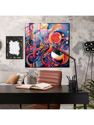 Popcasso Manevi Renkli Soyut Resim Cam Tablo