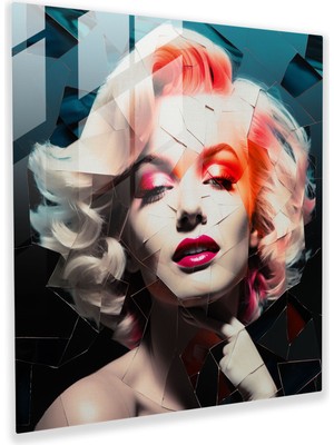 Popcasso Parıldayan Güzellik: Marilyn Monroe Cam Tablo Sanatı - Soyut Yorumlu Cam Tablo