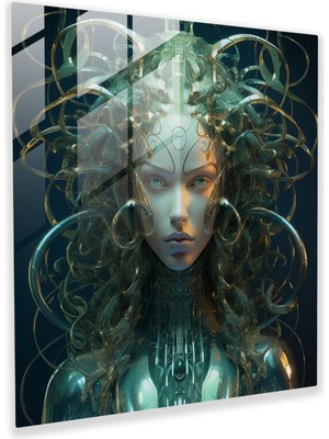 Popcasso Medusa'nın Siber Yükseliş Temperli Cam Tablo - Siber Temalı Ev Dekoru