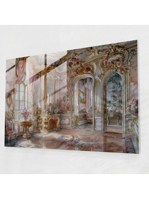 Popcasso Rokoko Tarzı Modern Sanat Cam Tablo - Resim Duvar Dekorasyonu