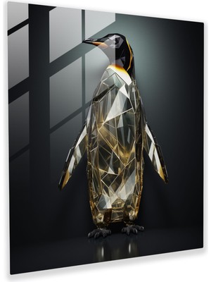 Popcasso Geometrik Cam Tablo - Penguen Kompozisyonu - Modern Duvar Tasarımı