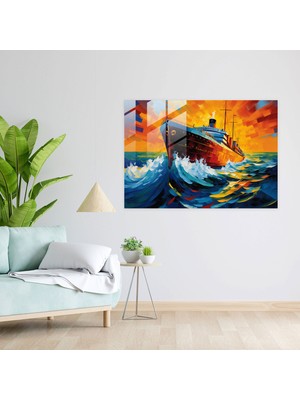 Popcasso Titanic Temalı Pop Art Cam Tablo - Dekoratif Cam Duvar Tablosu