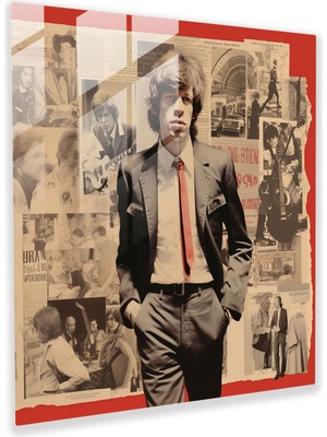 Popcasso Rolling Stones Temalı Cam Tablo - Kolaj Sanatı ile Hazırlanmış Cam Tablo Çalışması