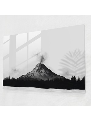 Popcasso Minimalist Volkan Cam Duvar Tablosu - Modern Sanat ile Ev Dekorasyonu