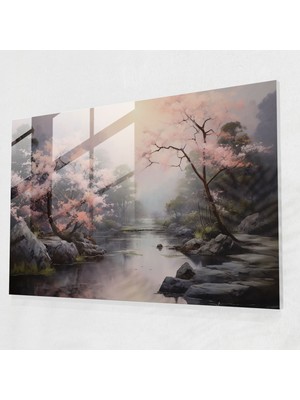 Popcasso Zen Bahçesi Cam Tablo Zarif Fırça Darbeleri