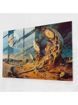 Popcasso Erimiş Saatler Cam Duvar Tablosu - Salvador Dali Temalı Cam Tablo