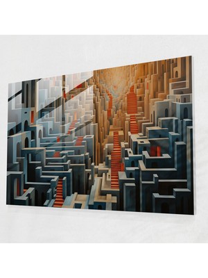 Popcasso Seyahat Temalı Geometrik Soyut Cam Tablo Sanatı