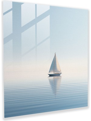 Popcasso Deniz Manzaralı Minimalist Temperli Cam Tablo - Modern Tasarım