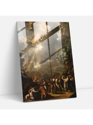 Popcasso Parlak Aydınlatmalı Temperli Cam Tablo Sanatı - Raffaello Sanzio Modern Sanat Temalı Eser