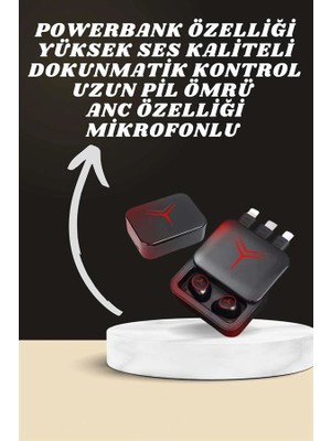 Calperia Dijital Göstergeli Powerbank Kablosuz Kulaklık ve 7 Kordonlu Yeni Nesil Akıllı Saat Dokunmatik Kontrol