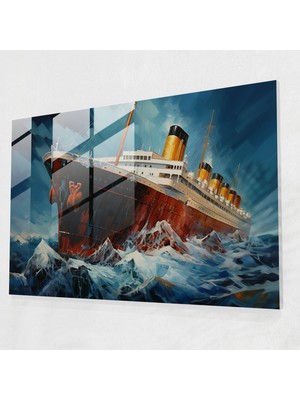 Popcasso Titanik Temalı Modern Sanat Cam Tablo - Duvar Dekorasyonunun Şık Unsuru