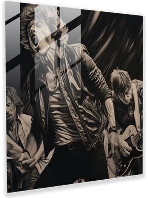 Popcasso Rolling Stones Temalı Cam Tablo - Modern Sanat