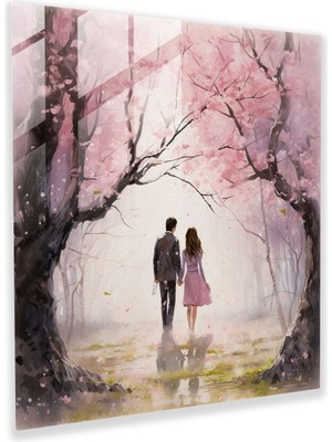Popcasso Romantik Suluboya Cam Tablo - Aşk Temalı Cam Duvar Tablosu Canlı Renkler