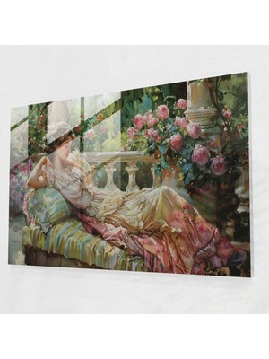 Popcasso Rokoko Tarzı Cam Duvar Tablosu - Rokoko Temalı Resim ile Dekoratif Cam Tablo