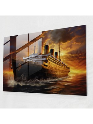 Popcasso Gerçekçi Seyahat Temalı Cam Tablo - Titanic Tasarımı - Duvar Dekoru