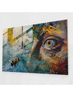 Popcasso Bal Arısının Uçuşu Temalı Rüya Görüntüsü Temperli Cam Tablo Modern Sanat
