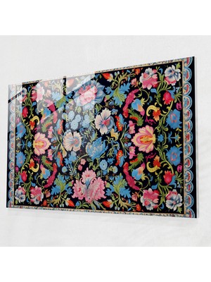 Popcasso Türk Halı Desenli Cam Duvar Tablosu - Ev Dekorasyonu Için Sanatsal Dokunuş