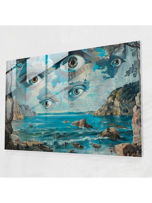 Popcasso Yüzen Gözler Temperli Cam Tablo - Salvador Dali Temalı Modern Sanat