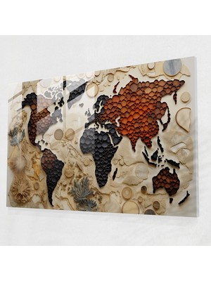 Popcasso Dünya Haritası Temperli Cam Tablo - Çeşitliliğin Koleksiyonu - Soyut Dünya Haritası Görseli