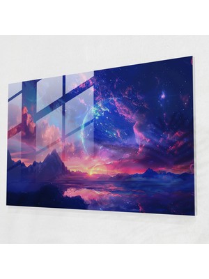 Popcasso Salvador Dali Temalı Cam Duvar Tablosu - Kozmik Galaksi Manzarası