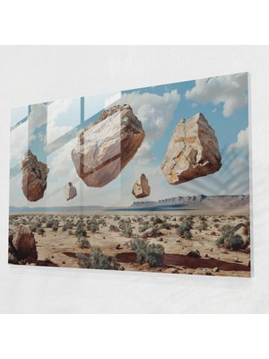 Popcasso Sürreal Manzara Temperli Cam Tablo - Modern Sanat Temalı Dekoratif Ürün