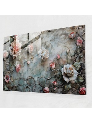 Popcasso Rokoko Tarzı Resimli Cam Duvar Tablosu - Dekoratif Cam Tablo