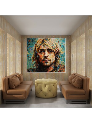 Popcasso Kurt Cobain Mozaik Tarzı Cam Tablo Duvar Dekorasyonu