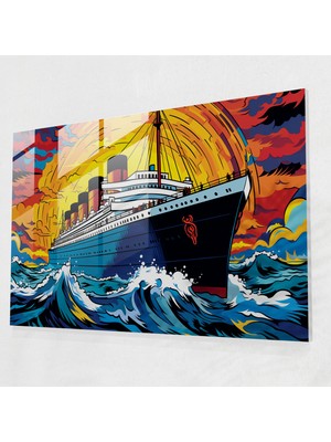 Popcasso Titanik Temalı Temperli Cam Tablo - Pop Art Nostaljisi - Modern Sanatın Cesur Renkleri