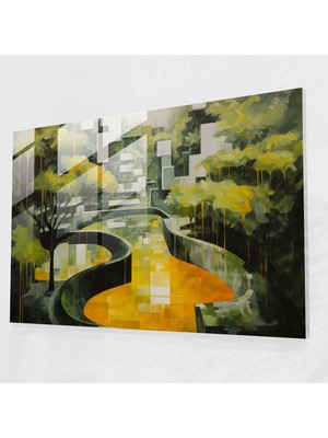 Popcasso Soyut Vatikan Bahçeleri Cam Tablo - Cam Duvar Tablosu ile Eşsiz Görsel Deneyim - Dekoratif Duvar Için Ideal Seçenek