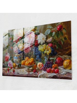 Popcasso Rokoko Tarzı Resimli Cam Tablo Sanatı - Ev Dekorasyonu Için Dekoratif Cam Tablo