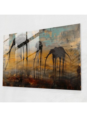 Popcasso Salvador Dali Temalı Temperli Cam Tablo - Modern Sanat Görselliği ile Fil Tasarımı