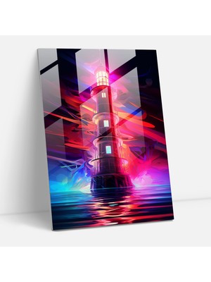 Popcasso Modern Sanat Cam Tablosu Deniz Feneri - Dekoratif Cam Tablo ile Evinize Fark Katın