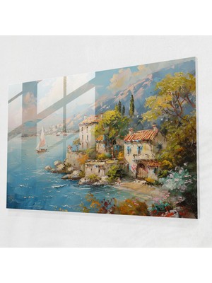 Popcasso Kıyı Manzaralı Rokoko Tarzı Temperli Cam Tablo