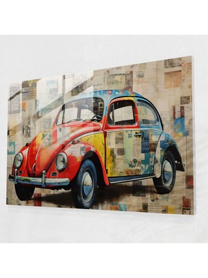 Popcasso Volkswagen Beetle Temalı Cam Tablo - Modern Sanat Kolleksiyonu