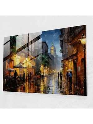 Popcasso Roma Geceleri Temalı Temperli Cam Tablo - Modern Sanat ile Duvar Dekorasyonu