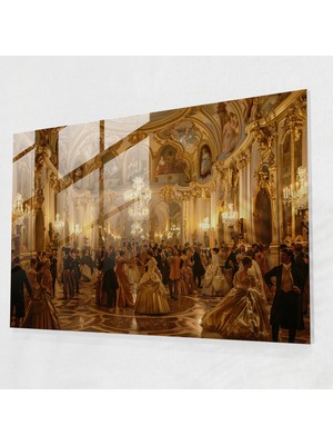 Popcasso Rokoko Stili Cam Tablo Duvar Dekorasyonu - Şık Rokoko Temalı Cam Tablo