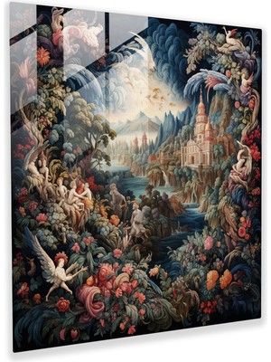 Popcasso Rönesans Mitoloji Temalı Temperli Cam Tablo - Canlı Renkler ile Incelikli Desenli Duvar Dekorasyonu