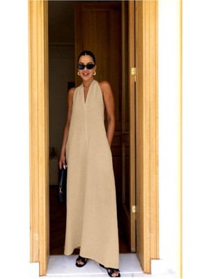 V Yaka Paraşüt Elbise