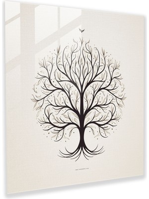 Popcasso Yaşam Ağacı Temperli Cam Tablo - Minimalist Tasarım - Duvar Dekorasyonu