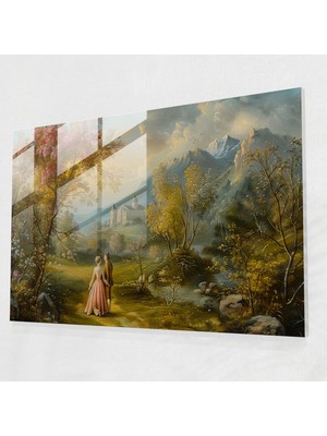 Popcasso Rokoko Tarzı Cam Tablo Modern Sanat ile Ev Dekorasyonu Için Şık Seçenek