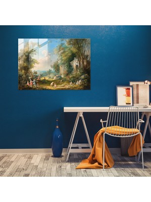 Popcasso Rokoko Tarzı Cam Tablo - Modern Sanat Temalı Dekoratif Duvar Tablosu