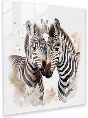 Popcasso Zebra Aşkı Temperli Cam Tablo - Modern Zebra Figürü ile Süslenmiş Şık Tasarım