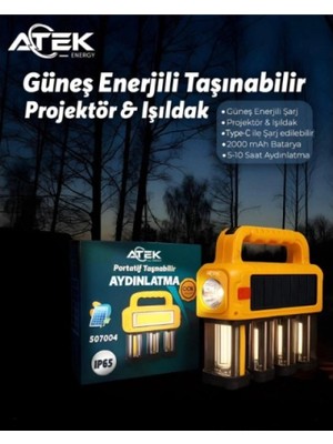 Pileli Store Güneş Enerjili Taşınabilir Projektör Işıldak